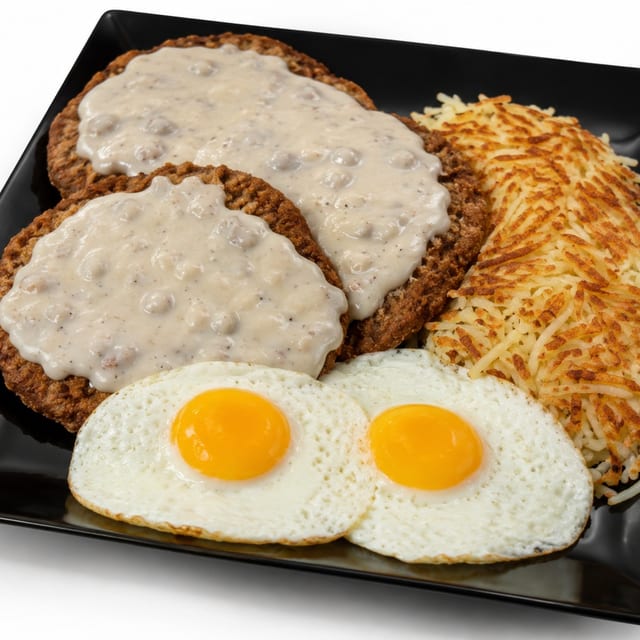Country Fried Steak & Eggs.