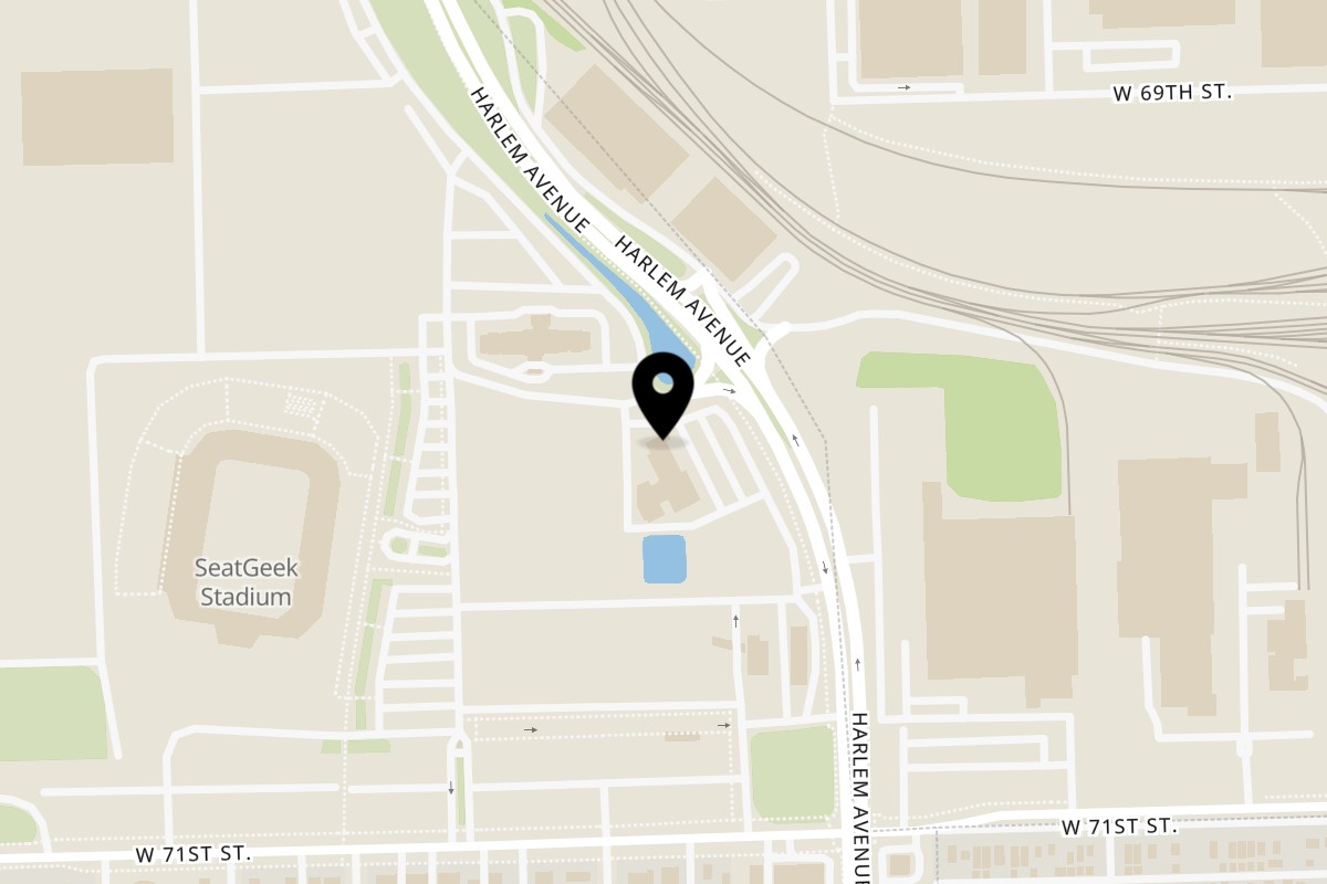 Map showing the location of Krave Restaurant-Bridgeview on 7022 S Harlem Ave in Bridgeview